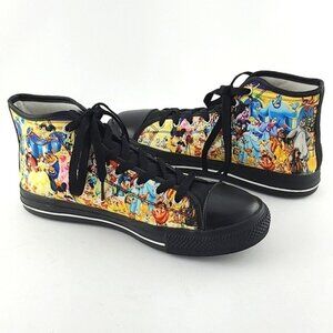 Women's High Top Lace Up Sneakers Disney Character Black Multi Print Size 7.5